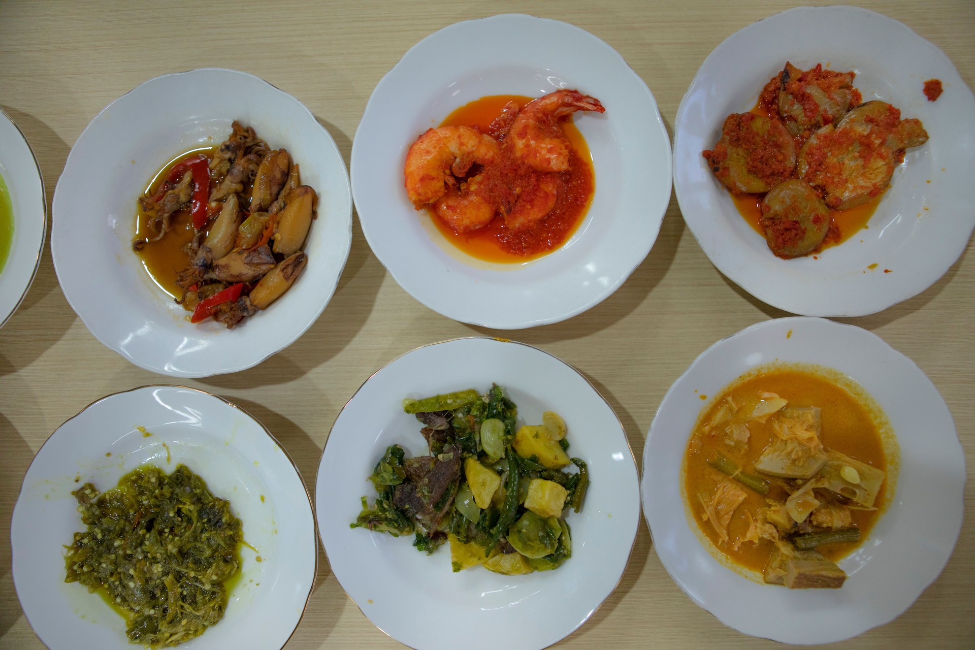 Nasi Padang, a traditional food of Padang, West Sumatra, Indonesia